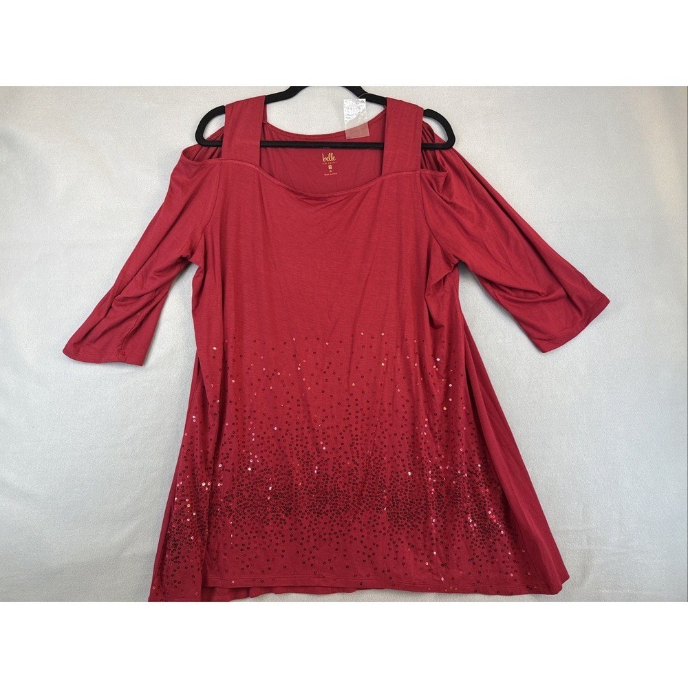 Belle by Kim Gravel womens Sequence Top Size 1X